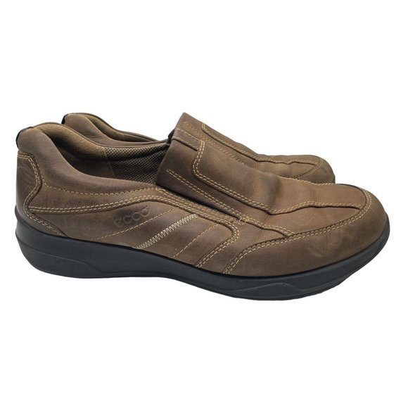 Ecco Men's Brown Leather Shock Point Driving Loafers Size EU 45/US 11.5-12 - Picture 1 of 9